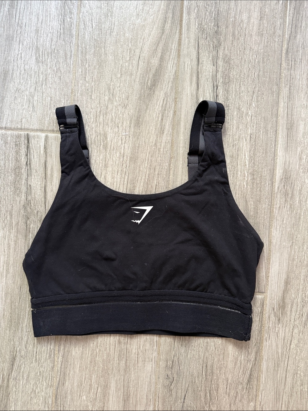 Gymshark Black Adjustable-Strap Sports Bra with Logo